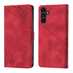 Custodia Portafoglio In Pelle Cover con Supporto YB1 per Samsung Galaxy Jump3 5G Rosso