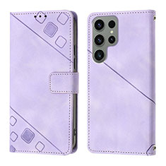 Custodia Portafoglio In Pelle Cover con Supporto YB1 per Samsung Galaxy S23 Ultra 5G Lavanda