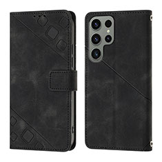 Custodia Portafoglio In Pelle Cover con Supporto YB1 per Samsung Galaxy S23 Ultra 5G Nero