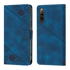 Custodia Portafoglio In Pelle Cover con Supporto YB1 per Sony Xperia 10 IV Blu