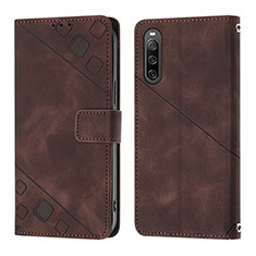 Custodia Portafoglio In Pelle Cover con Supporto YB1 per Sony Xperia 10 IV Marrone