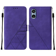 Custodia Portafoglio In Pelle Cover con Supporto YB1 per Sony Xperia 5 V Viola