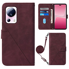 Custodia Portafoglio In Pelle Cover con Supporto YB1 per Xiaomi Mi 12 Lite NE 5G Rosso