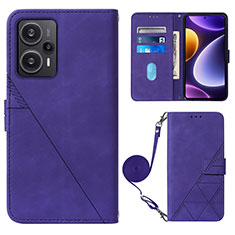 Custodia Portafoglio In Pelle Cover con Supporto YB1 per Xiaomi Poco F5 5G Viola