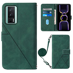 Custodia Portafoglio In Pelle Cover con Supporto YB1 per Xiaomi Poco F5 Pro 5G Verde