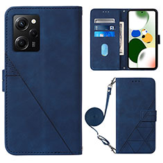 Custodia Portafoglio In Pelle Cover con Supporto YB1 per Xiaomi Poco X5 Pro 5G Blu