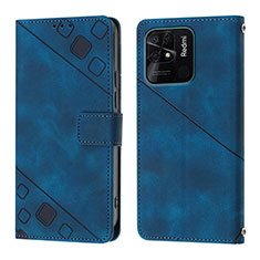 Custodia Portafoglio In Pelle Cover con Supporto YB1 per Xiaomi Redmi 10 India Blu