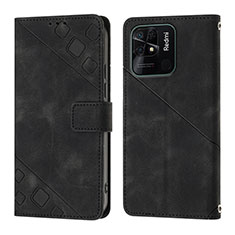 Custodia Portafoglio In Pelle Cover con Supporto YB1 per Xiaomi Redmi 10 India Nero
