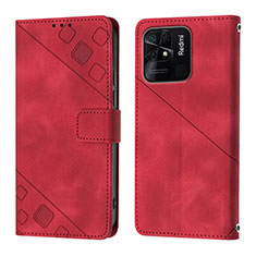 Custodia Portafoglio In Pelle Cover con Supporto YB1 per Xiaomi Redmi 10C 4G Rosso