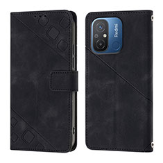 Custodia Portafoglio In Pelle Cover con Supporto YB1 per Xiaomi Redmi 12C 4G Nero