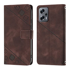 Custodia Portafoglio In Pelle Cover con Supporto YB1 per Xiaomi Redmi K50i 5G Marrone