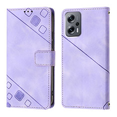 Custodia Portafoglio In Pelle Cover con Supporto YB1 per Xiaomi Redmi K50i 5G Viola