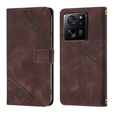 Custodia Portafoglio In Pelle Cover con Supporto YB1 per Xiaomi Redmi K60 Ultra 5G Marrone