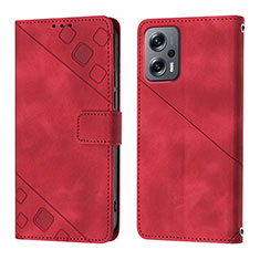 Custodia Portafoglio In Pelle Cover con Supporto YB1 per Xiaomi Redmi Note 11T Pro 5G Rosso