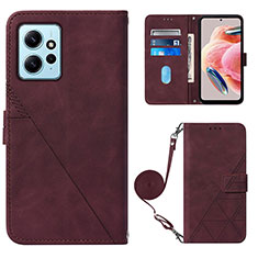 Custodia Portafoglio In Pelle Cover con Supporto YB1 per Xiaomi Redmi Note 12 4G Rosso