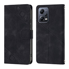 Custodia Portafoglio In Pelle Cover con Supporto YB1 per Xiaomi Redmi Note 12 5G Nero