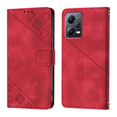 Custodia Portafoglio In Pelle Cover con Supporto YB1 per Xiaomi Redmi Note 12 5G Rosso