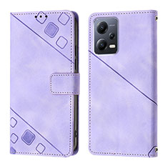 Custodia Portafoglio In Pelle Cover con Supporto YB1 per Xiaomi Redmi Note 12 5G Viola