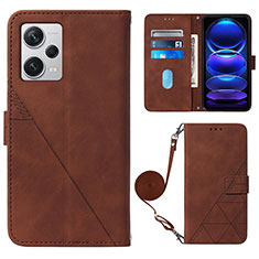 Custodia Portafoglio In Pelle Cover con Supporto YB1 per Xiaomi Redmi Note 12 Explorer Marrone