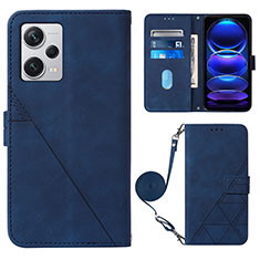 Custodia Portafoglio In Pelle Cover con Supporto YB1 per Xiaomi Redmi Note 12 Pro+ Plus 5G Blu