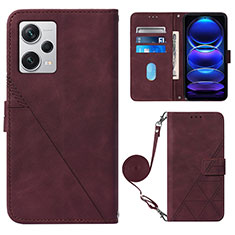 Custodia Portafoglio In Pelle Cover con Supporto YB1 per Xiaomi Redmi Note 12 Pro+ Plus 5G Rosso