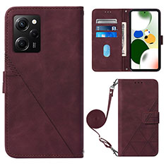 Custodia Portafoglio In Pelle Cover con Supporto YB1 per Xiaomi Redmi Note 12 Pro Speed 5G Rosso