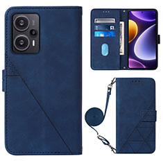 Custodia Portafoglio In Pelle Cover con Supporto YB1 per Xiaomi Redmi Note 12 Turbo 5G Blu