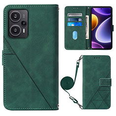 Custodia Portafoglio In Pelle Cover con Supporto YB1 per Xiaomi Redmi Note 12 Turbo 5G Verde