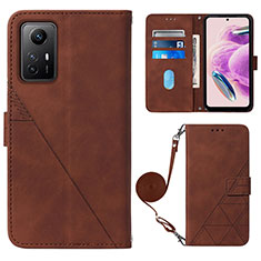 Custodia Portafoglio In Pelle Cover con Supporto YB1 per Xiaomi Redmi Note 12S Marrone