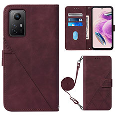 Custodia Portafoglio In Pelle Cover con Supporto YB1 per Xiaomi Redmi Note 12S Rosso