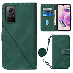 Custodia Portafoglio In Pelle Cover con Supporto YB1 per Xiaomi Redmi Note 12S Verde