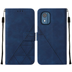 Custodia Portafoglio In Pelle Cover con Supporto YB2 per Nokia C02 Blu