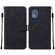 Custodia Portafoglio In Pelle Cover con Supporto YB2 per Nokia C02 Nero