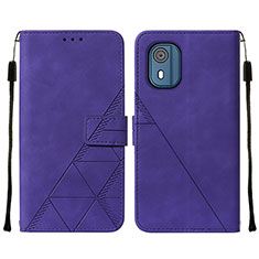 Custodia Portafoglio In Pelle Cover con Supporto YB2 per Nokia C02 Viola