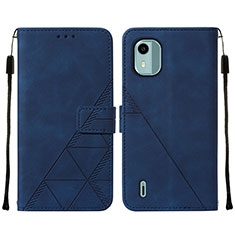 Custodia Portafoglio In Pelle Cover con Supporto YB2 per Nokia C12 Plus Blu