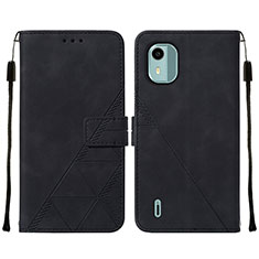 Custodia Portafoglio In Pelle Cover con Supporto YB2 per Nokia C12 Pro Nero