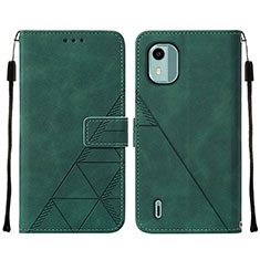 Custodia Portafoglio In Pelle Cover con Supporto YB2 per Nokia C12 Pro Verde