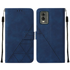 Custodia Portafoglio In Pelle Cover con Supporto YB2 per Nokia C210 Blu