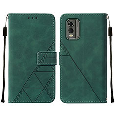 Custodia Portafoglio In Pelle Cover con Supporto YB2 per Nokia C210 Verde