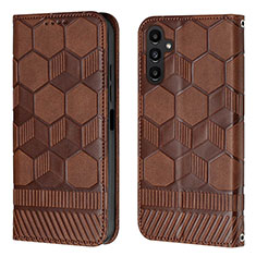 Custodia Portafoglio In Pelle Cover con Supporto YB2 per Samsung Galaxy Quantum4 5G Marrone