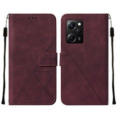 Custodia Portafoglio In Pelle Cover con Supporto YB2 per Xiaomi Poco X5 Pro 5G Rosso