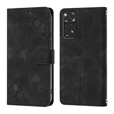 Custodia Portafoglio In Pelle Cover con Supporto YB2 per Xiaomi Redmi Note 11 4G (2022) Nero