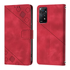 Custodia Portafoglio In Pelle Cover con Supporto YB2 per Xiaomi Redmi Note 11 Pro 4G Rosso