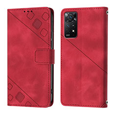 Custodia Portafoglio In Pelle Cover con Supporto YB2 per Xiaomi Redmi Note 11 Pro 5G Rosso