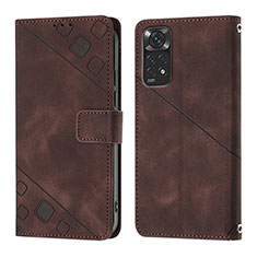 Custodia Portafoglio In Pelle Cover con Supporto YB2 per Xiaomi Redmi Note 11S 4G Marrone