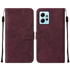 Custodia Portafoglio In Pelle Cover con Supporto YB2 per Xiaomi Redmi Note 12 4G Rosso