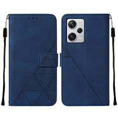 Custodia Portafoglio In Pelle Cover con Supporto YB2 per Xiaomi Redmi Note 12 Explorer Blu