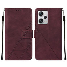 Custodia Portafoglio In Pelle Cover con Supporto YB2 per Xiaomi Redmi Note 12 Explorer Rosso