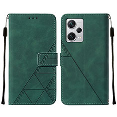 Custodia Portafoglio In Pelle Cover con Supporto YB2 per Xiaomi Redmi Note 12 Explorer Verde