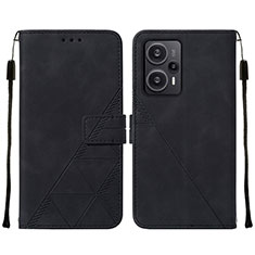 Custodia Portafoglio In Pelle Cover con Supporto YB2 per Xiaomi Redmi Note 12 Turbo 5G Nero